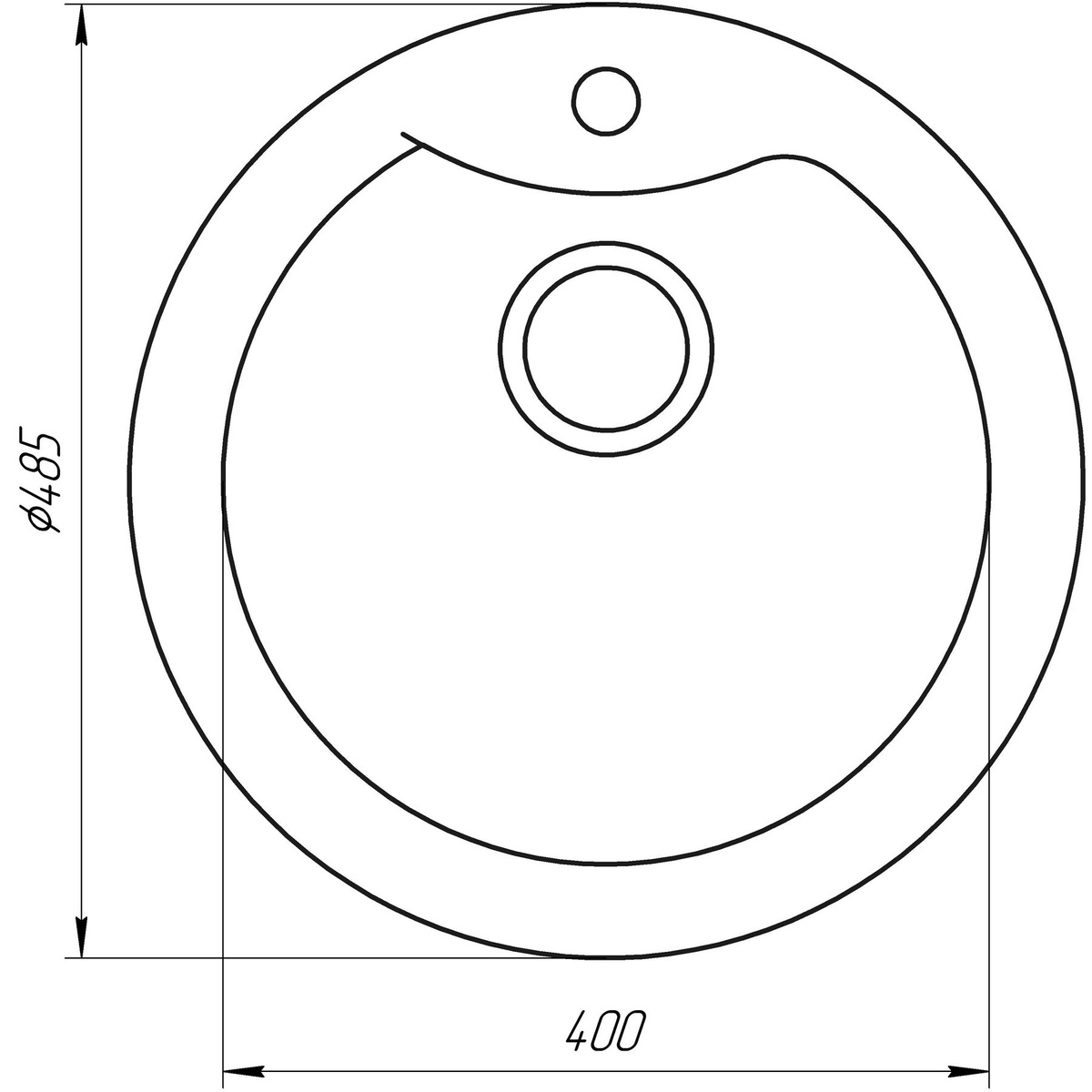 Мийка на кухню гранітна кругла GLOBUS LUX ORTA 485x485мм моко без сифону 000023499