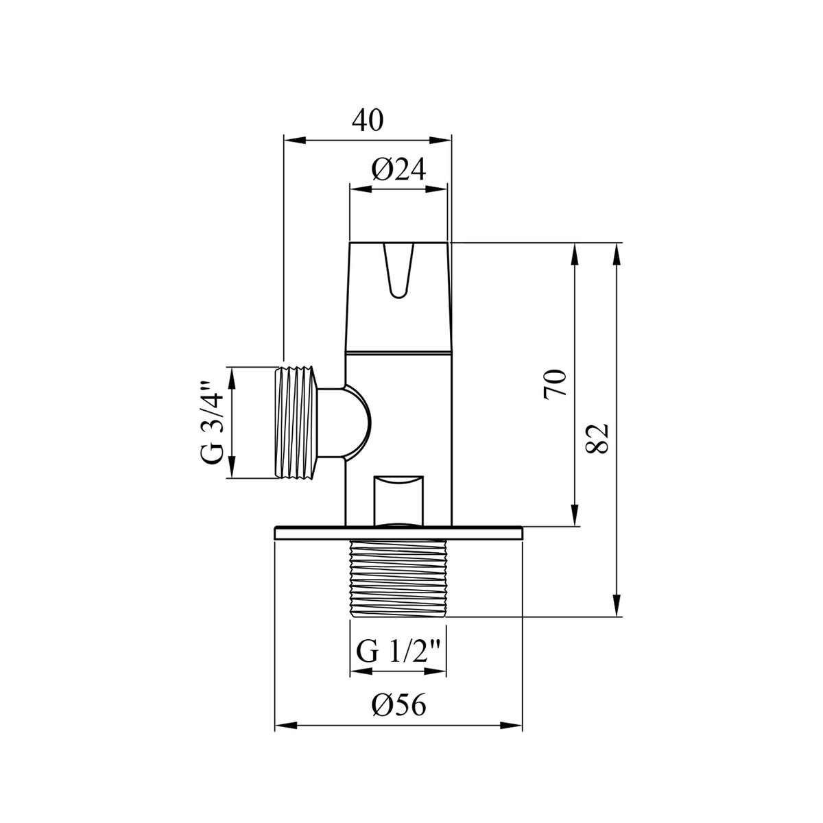 Кран кульовий побутовий KRONER KRP Eckventil C302 кутовий 1/2"x3/4" зв-зв CV027382