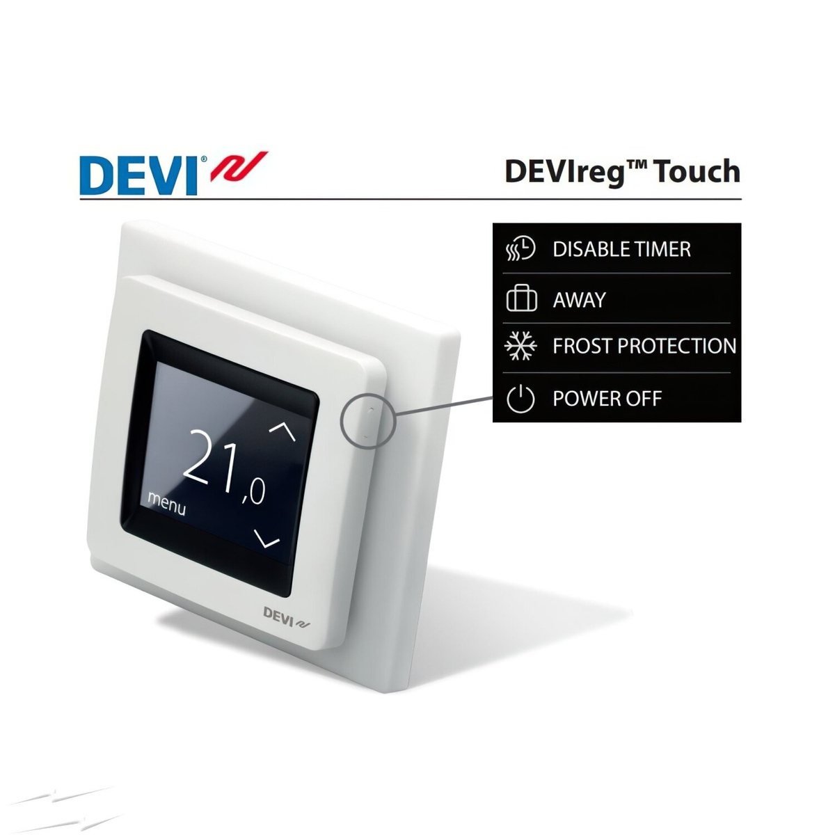 Комнатный терморегулятор DEVI DEVIreg™ Touch сенсорный с программированием 140F1064