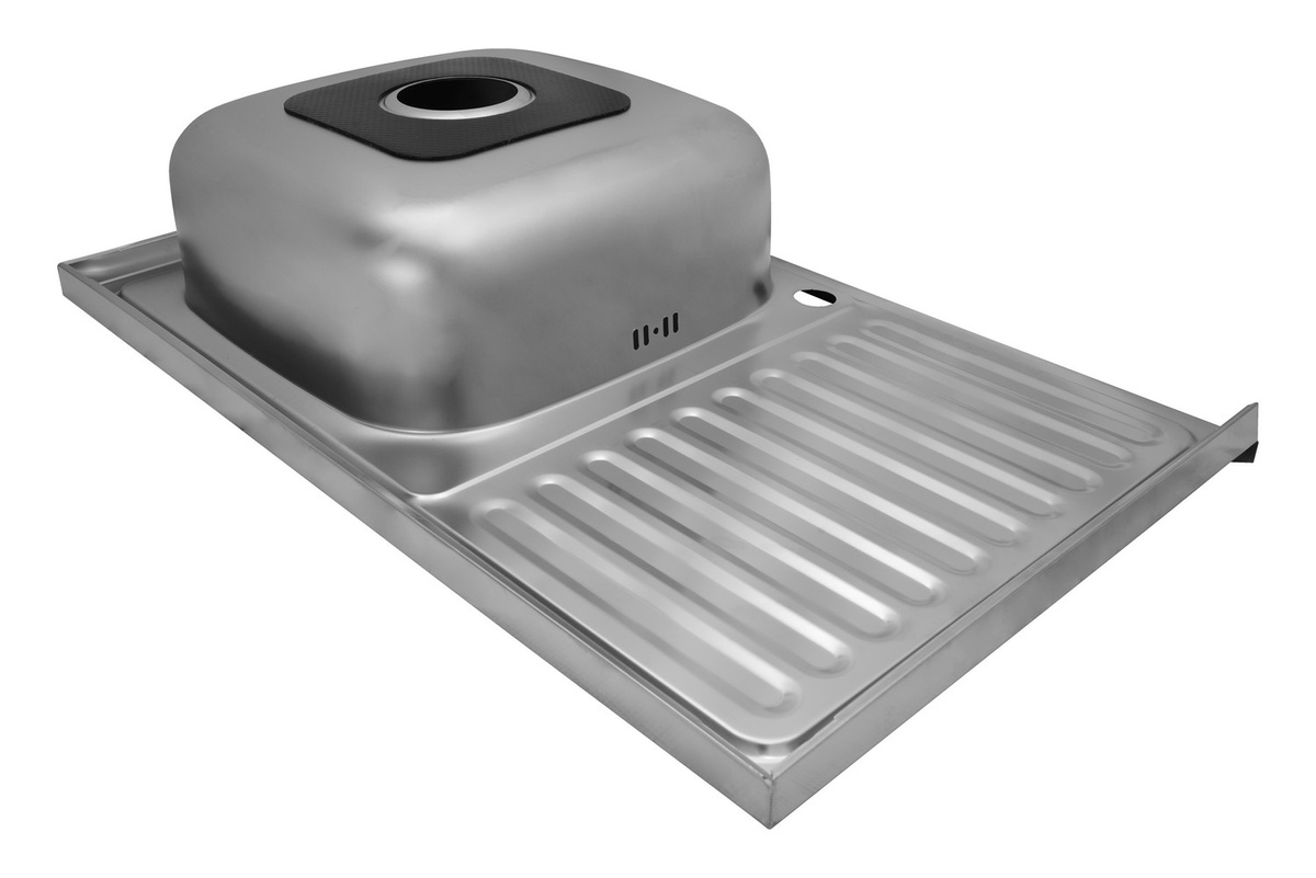 Мийка для кухні із нержавіючої сталі прямокутна накладна KRONER KRP Satin-5080R 800x500x180мм матова 0.8мм із сифоном CV022821