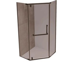 Кабина для душа ASIGNATURA пятиугольная без поддона Turia 90x90x195см тонированный витраж 8мм профиль черный 39320402