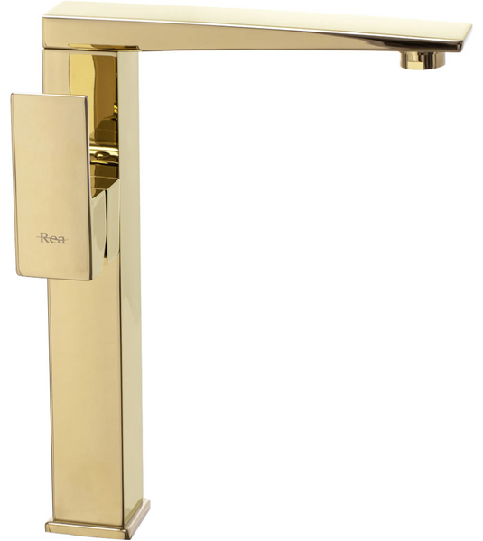 Змішувач для умивальника із високим виливом REA LEVI GOLD золотий латунь REA-B5137