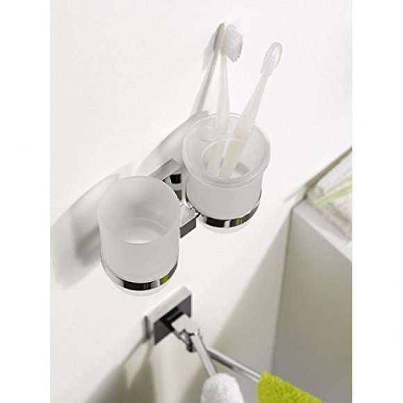 Подставка для зубных щеток настенная в ванную HACEKA Mezzo хром стекло двойной 1117098