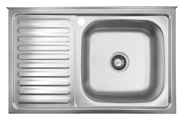 Мийка для кухні із нержавіючої сталі прямокутна накладна KRONER KRP Satin-5080R 800x500x180мм матова 0.8мм із сифоном CV022821