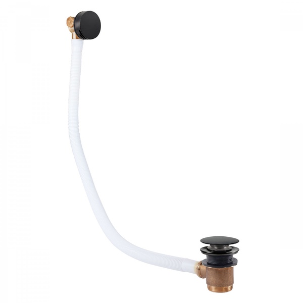 Донний клапан Click-Clack для ванни TRES 70мм із переливом метал 1 1/2" матований чорний 03453430NM