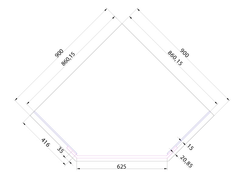 Кабина для душа пятиугольная угловая без поддона ASIGNATURA Turia 90x90x195см тонированное стекло 8мм профиль черный 39320402