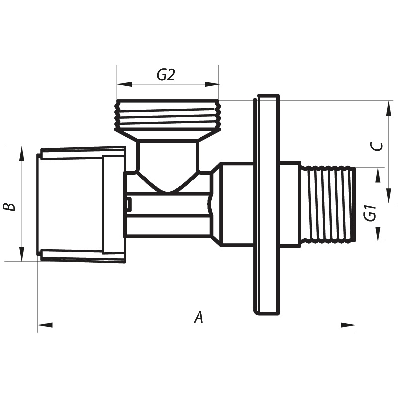 Кран шаровой бытовой NOLF NF.1101 угловой 1/2"x3/4" нр-нр NF2973