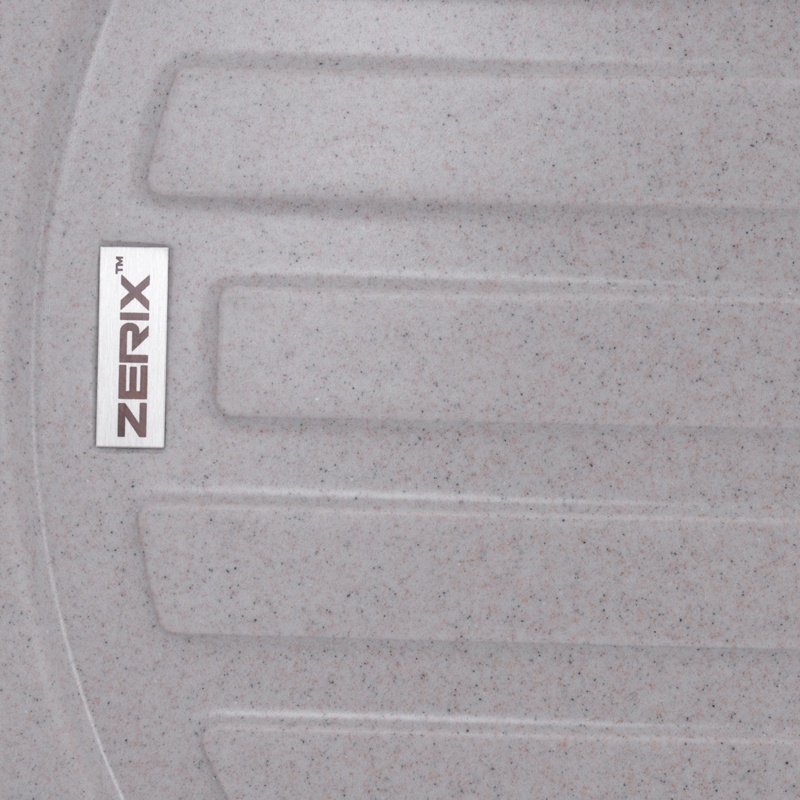 Мийка для кухні гранітна овальна ZERIX ZS-7750R-07 760x500x200мм із сифоном сіра ZX4558