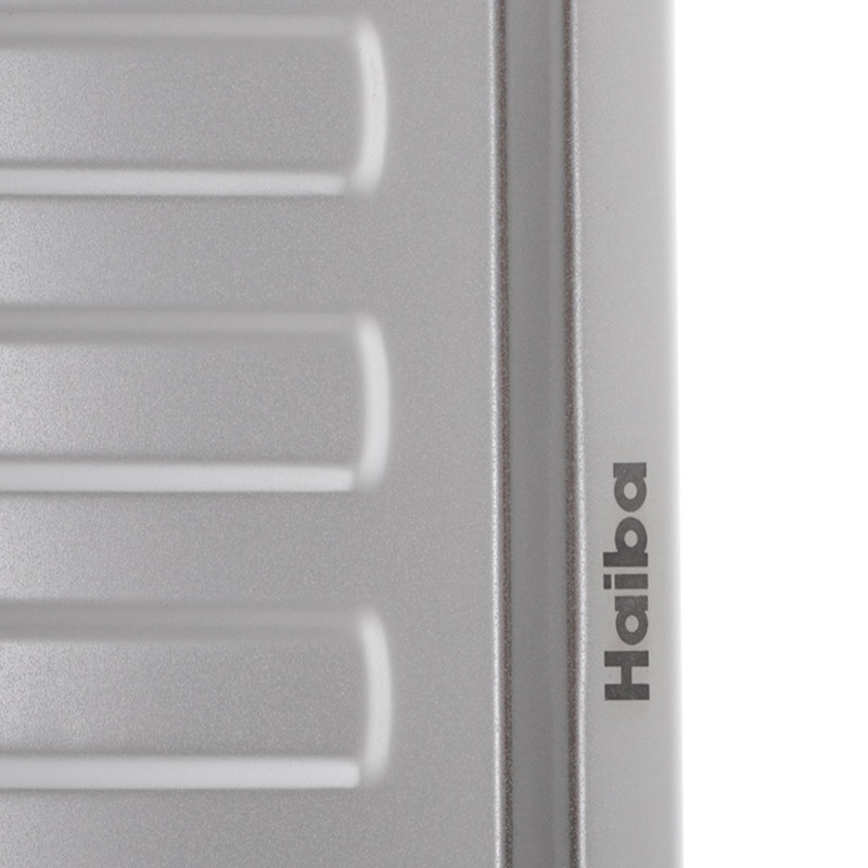 Мийка для кухні із нержавіючої сталі прямокутна HAIBA Armonia 780x500x180мм матова 0.8мм на півтори чаші із сифоном HB0650