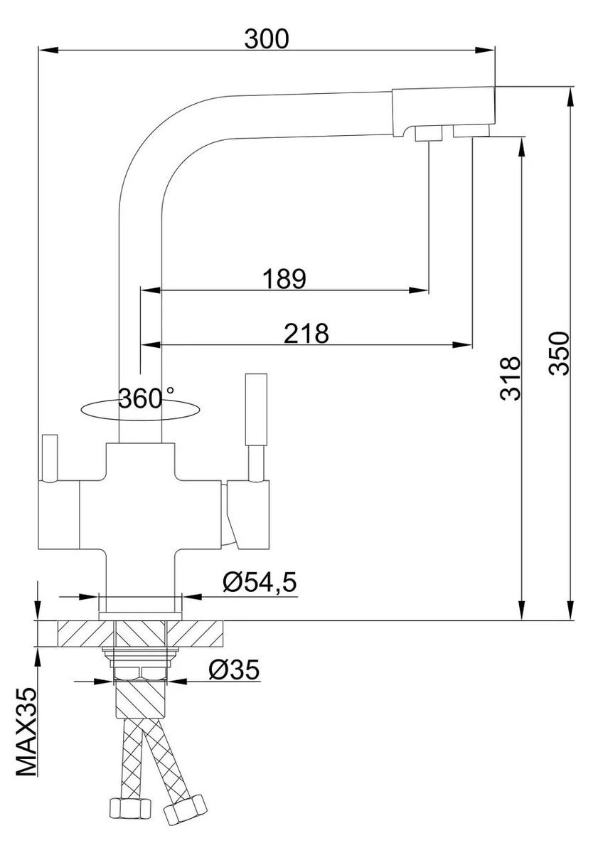 Змішувач для кухні із краном для фільтрованої води FRAP сатин латунь F4352-5