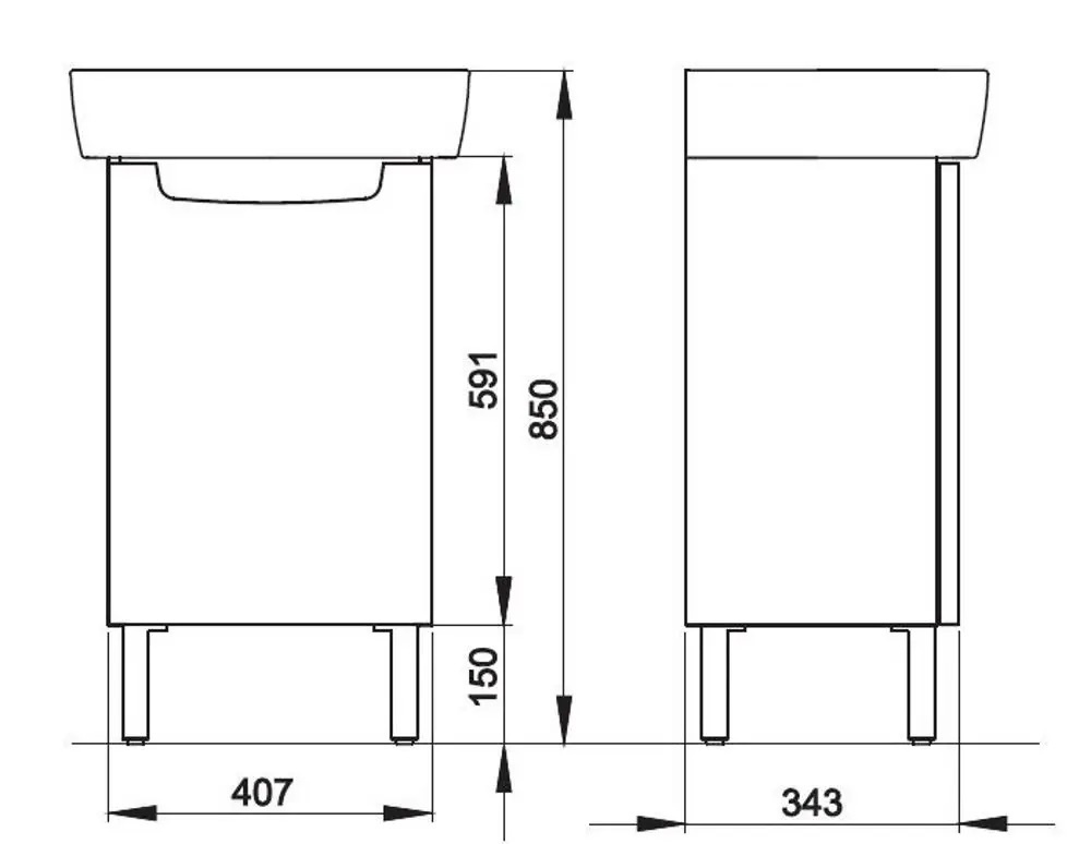 Тумбочка із раковиною для ванної KOLO REKORD 40.7x59.1x34.3см підвісна білий K99025000