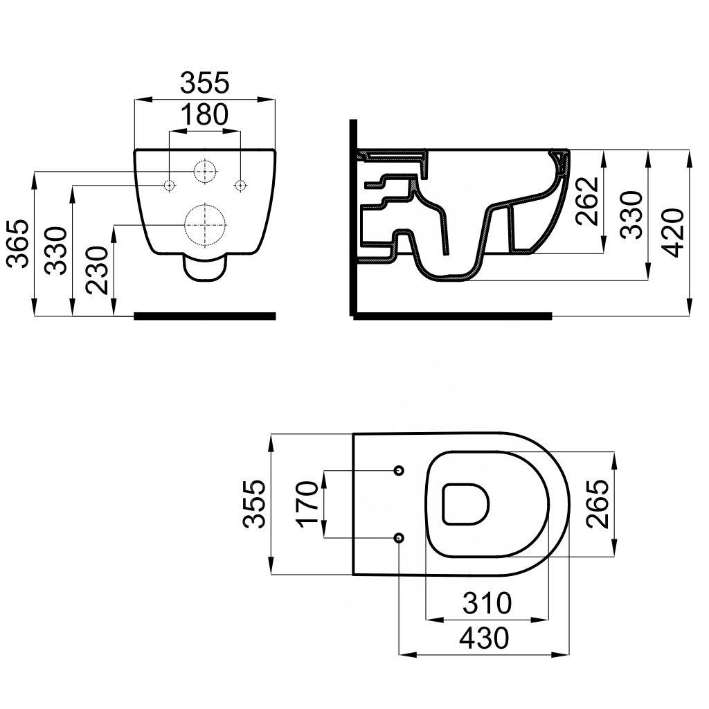 Унитаз подвесной безободковый белый NOKEN Acro Compact с сиденьем с микролифтом 100282320