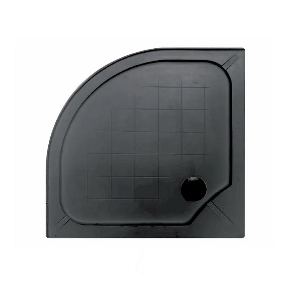 Піддон для душової кабіни ASIGNATURA Velvet 19837002 90x90x10см напівкруглий із штучного каменю із сифоном чорний