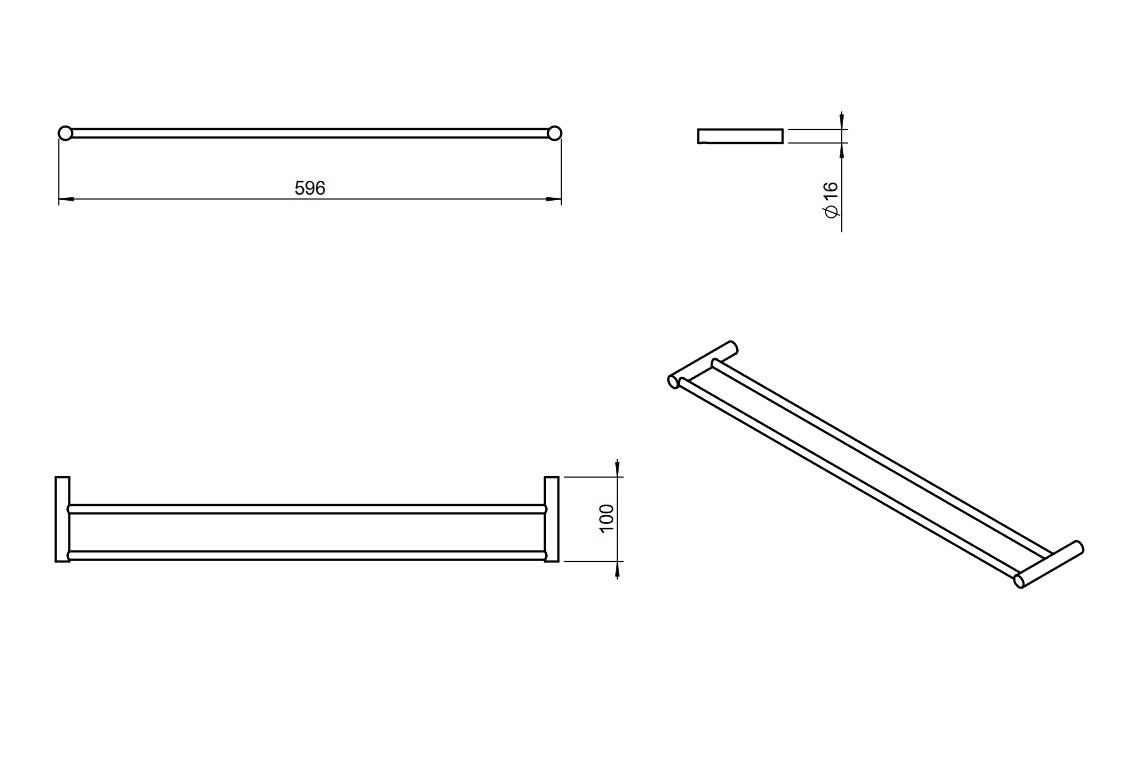 Тримач для рушників подвійний COSMIC Logic 2260261 596мм округлий із нержавіючої сталі хром
