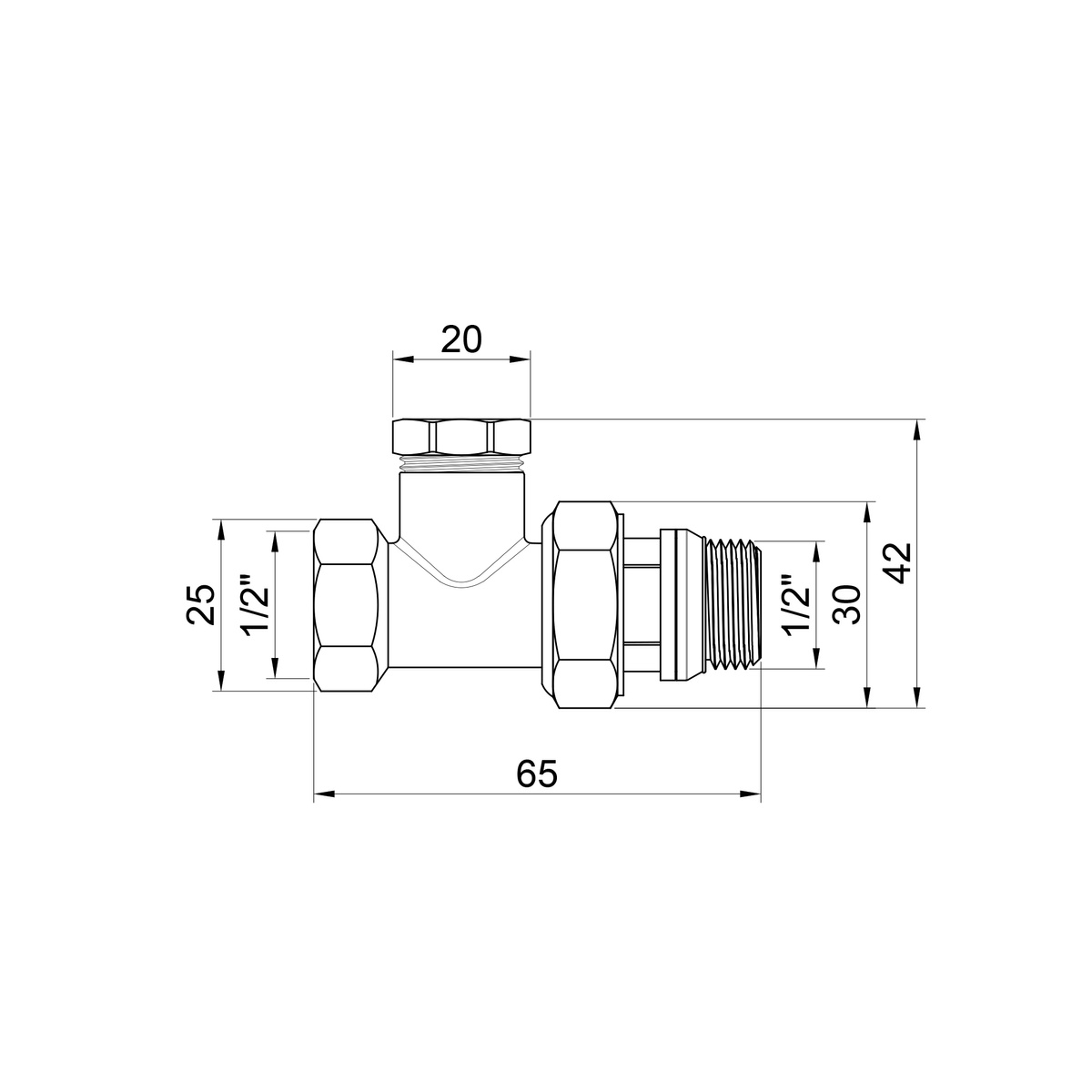 Балансировочный радиаторный кран SANDIPLUS прямой 1/2"x1/2" с американкой SD227W15