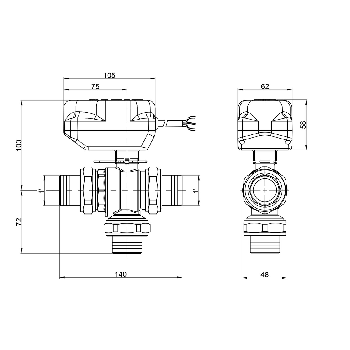 Термостатический 3-х ходовой клапан ICMA смесительно-разделительный 1" №343 82343AF0553