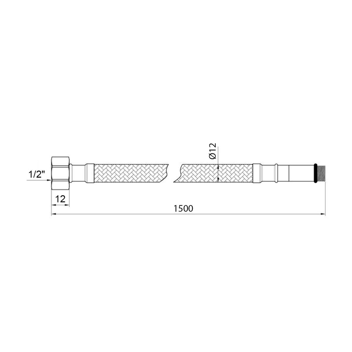 Шланг гнучкий для підключення води KRONER KRM-150 (пара) нр-вн M10x1/2" 150 см нейлонове обплетення CV023685