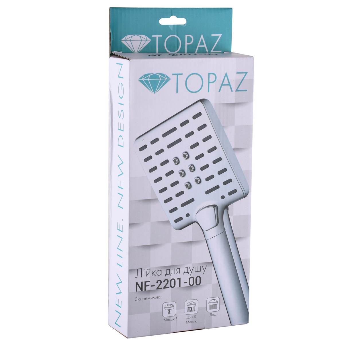 Душова лійка TOPAZ NF-2201-00 із кнопкою 100x100мм пластикова хром 000025155