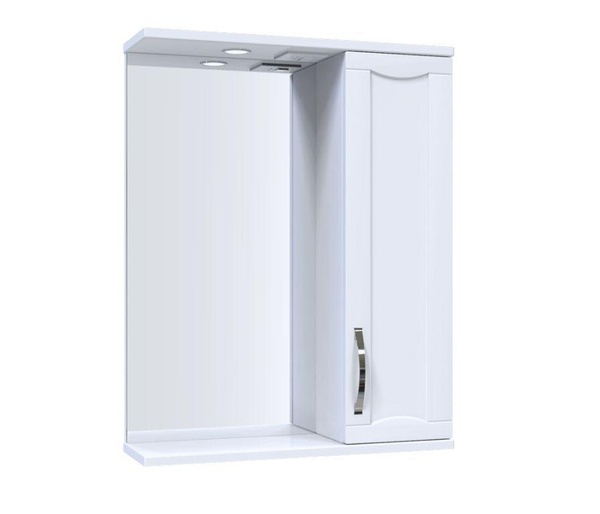 Шкафчик подвесной с зеркалом в ванную AQUARIUS LOFTY 55x70x17см c подсветкой с полочкой белый AQ-U1112474271