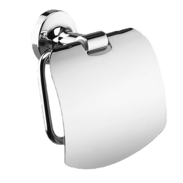 Тримач для туалетного паперу із кришкою SONIA E-Plus 124589 округлий металевий хром