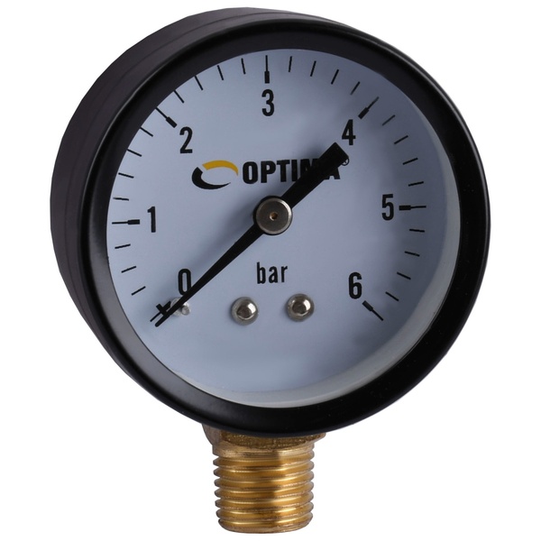 Манометр для тиску води OPTIMA на 6 бар з нижнім підключенням 1/4" корпус Ø50 мм 000020923