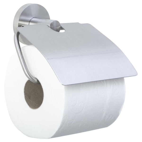 Тримач для туалетного паперу із кришкою NOFER округлий із нержавіючої сталі сатин 16858.S