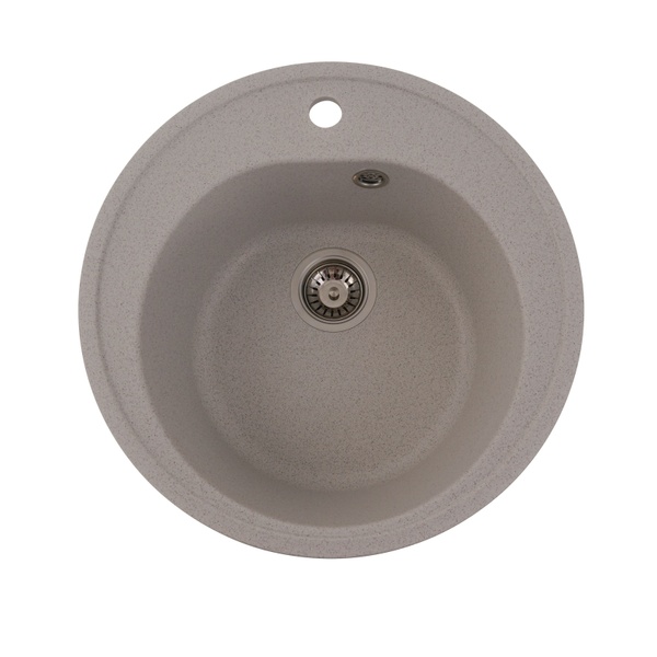 Мийка для кухні гранітна кругла PLATINUM 510 LUNA 510x510x190мм без сифону бежева PLS-A25064