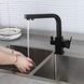 Змішувач для кухні із краном для фільтрованої води FAОP чорний латунь А4309-6 4 з 5