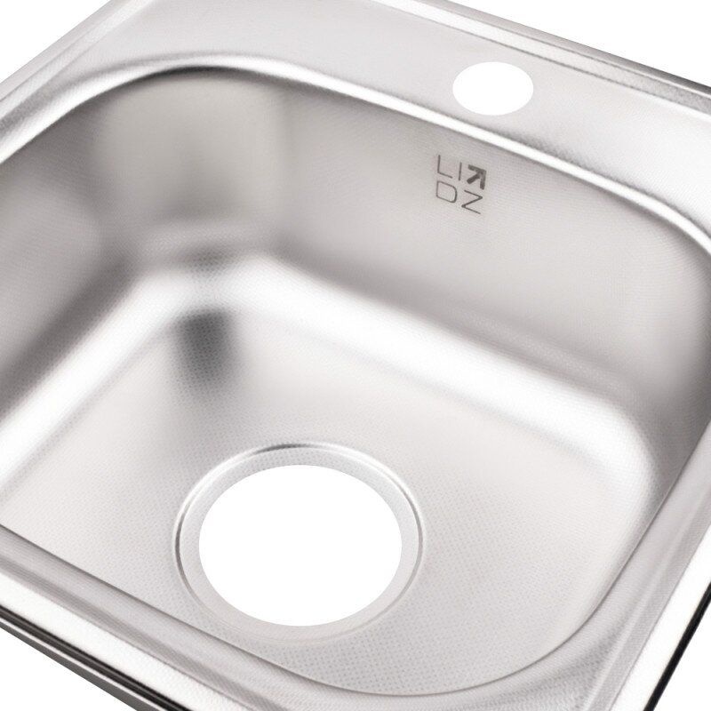 Кухонна мийка сталева квадратна LIDZ 385мм x 385мм мікротекстура 0.6мм із сифоном LIDZ3838DEC06