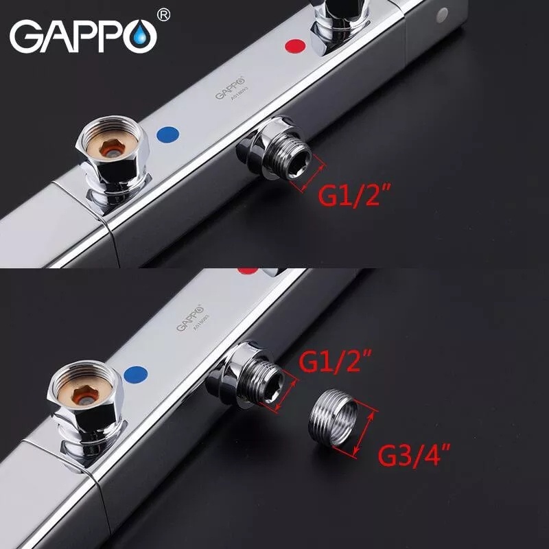 Змішувач для душу із термостатом GAPPO хром латунь без душового набору G2091