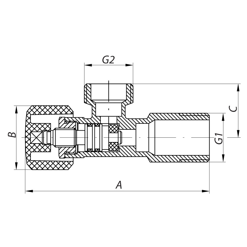 Кран кульовий побутовий KOER KR.510 кутовий 1/2"x3/8" зв-зв KR0147