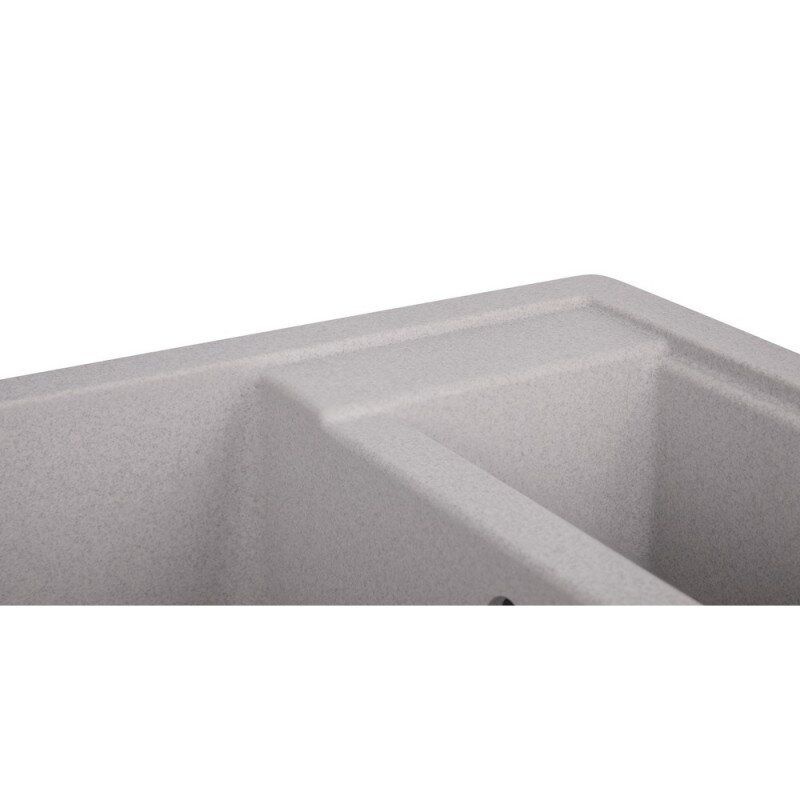 Мийка на кухню гранітна прямокутна LIDZ GRA-09 495мм x 610мм сірий на півтори чаші без сифону LIDZGRA09615500200