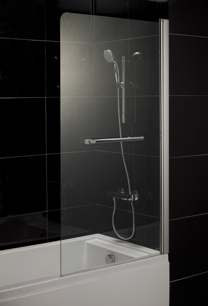 Ширма скляна для ванної права розпашна 150см x 80см EGER стекло матовое 5мм профиль хром 599-02R grey