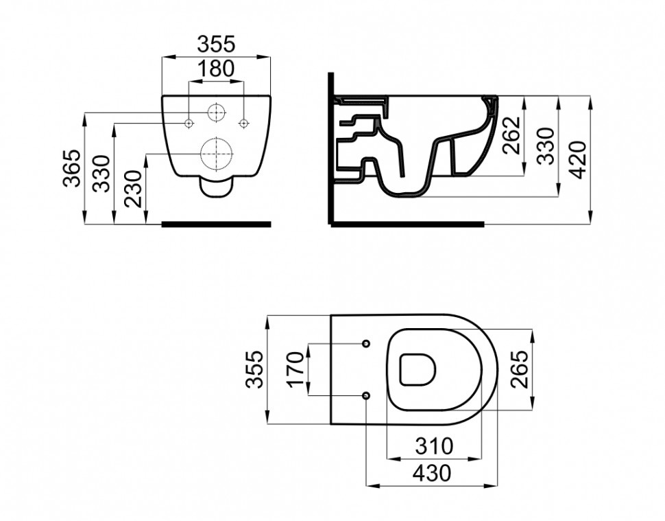 Унітаз підвісний безобідковий сірий NOKEN Acro Compact із сидінням з мікроліфтом 100285516