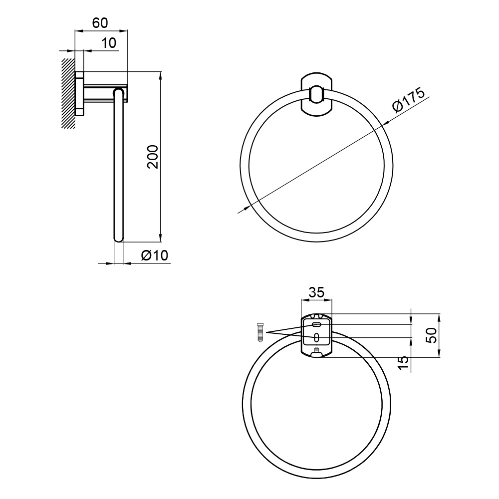 Держатель-кольцо для полотенец Q-TAP Liberty QTLIBBLM1160 175мм округлый металлический черный