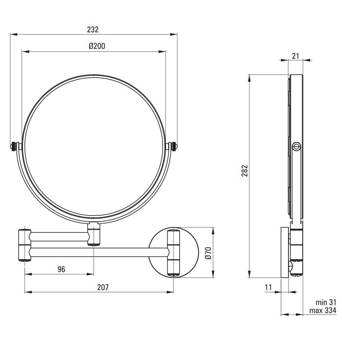Косметичне дзеркало DEANTE Round кругле підвісне із нержавіючої сталі хром ADR_0811
