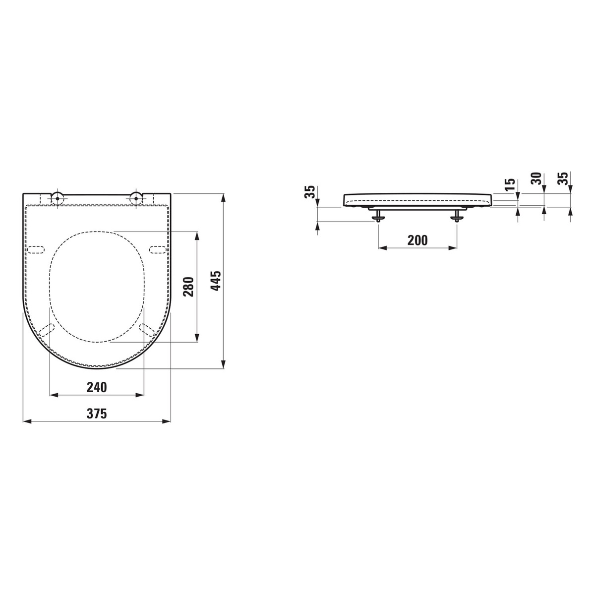 Сиденье для унитаза LAUFEN KARTELL с микролифтом дюропласт 375x445мм быстросъемное 200мм между креплениями белое H8913337570001