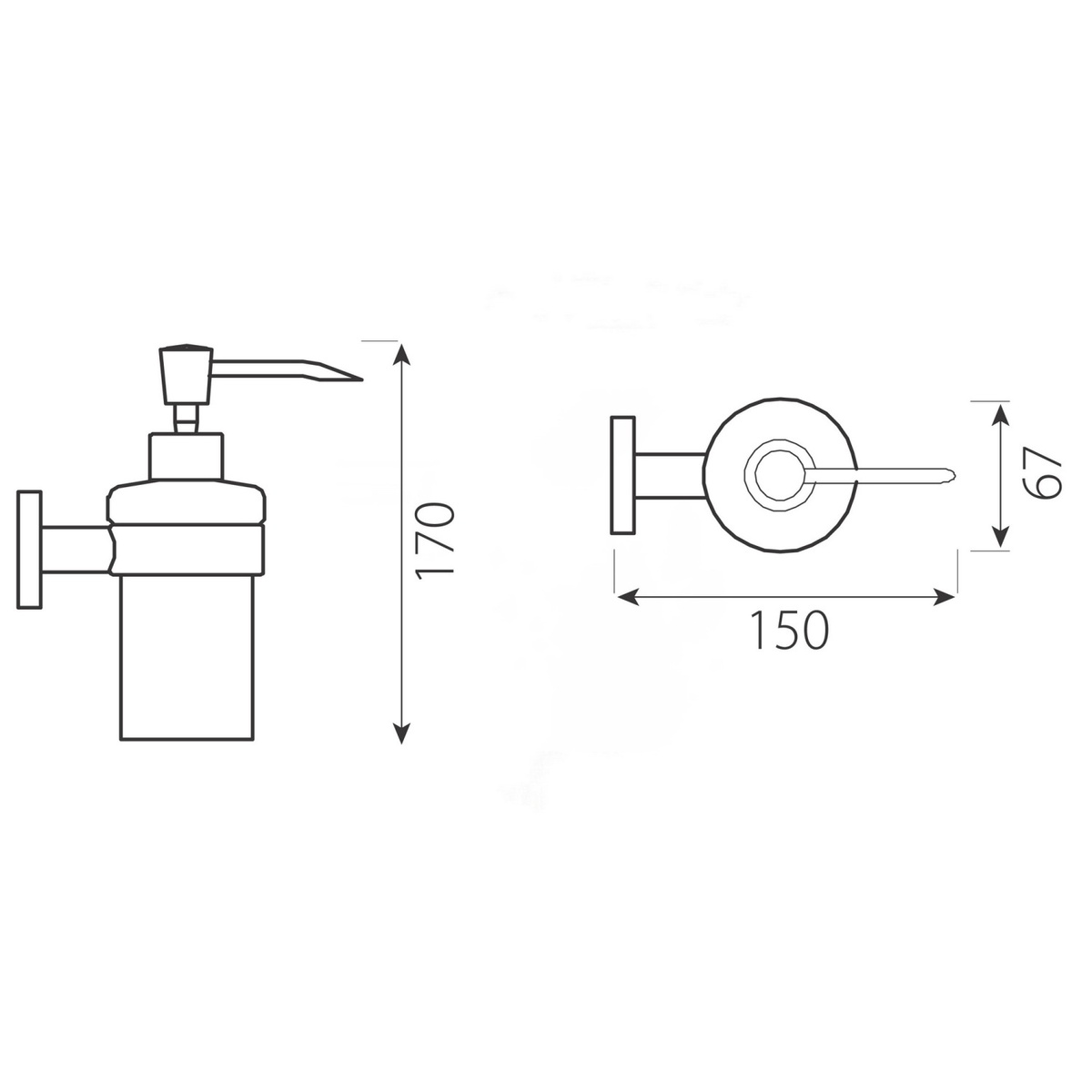 Дозатор для жидкого мыла FERRO Grace настенный на 200мл округлый стеклянный хром AC34