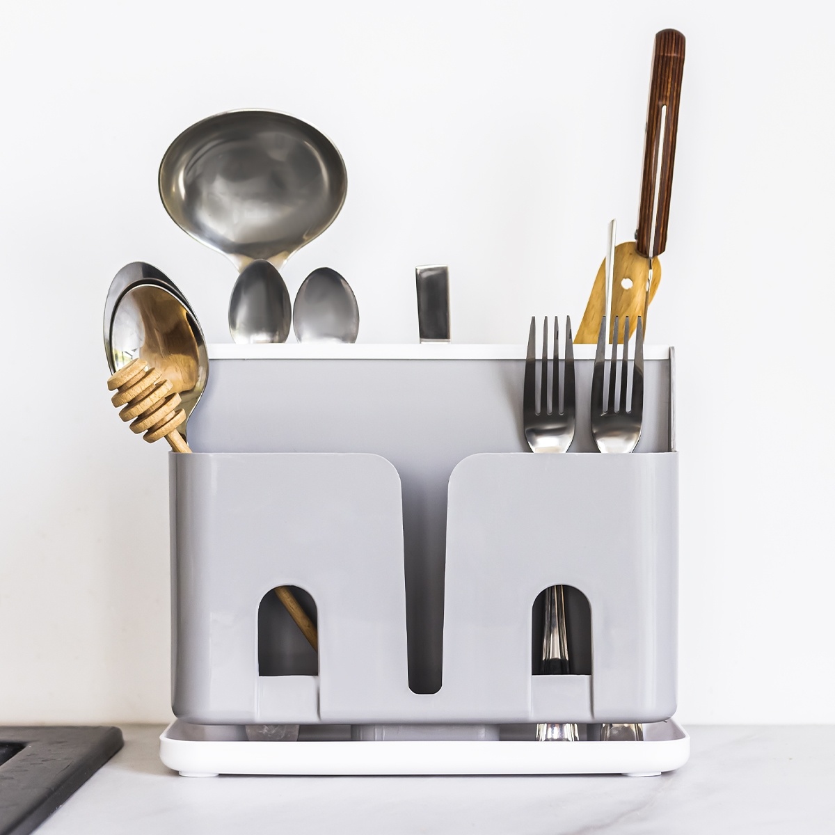 Органайзер для кухонных принадлежностей MVM пластиковый серый 185x115x225мм KP-55 GRAY/WHITE