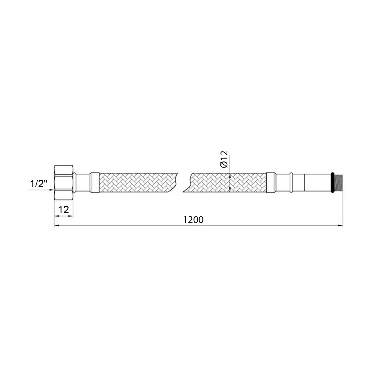 Шланг гнучкий для підключення води KRONER KRM-120 (пара) нр-вн M10x1/2" 120 см нейлонове обплетення CV023684