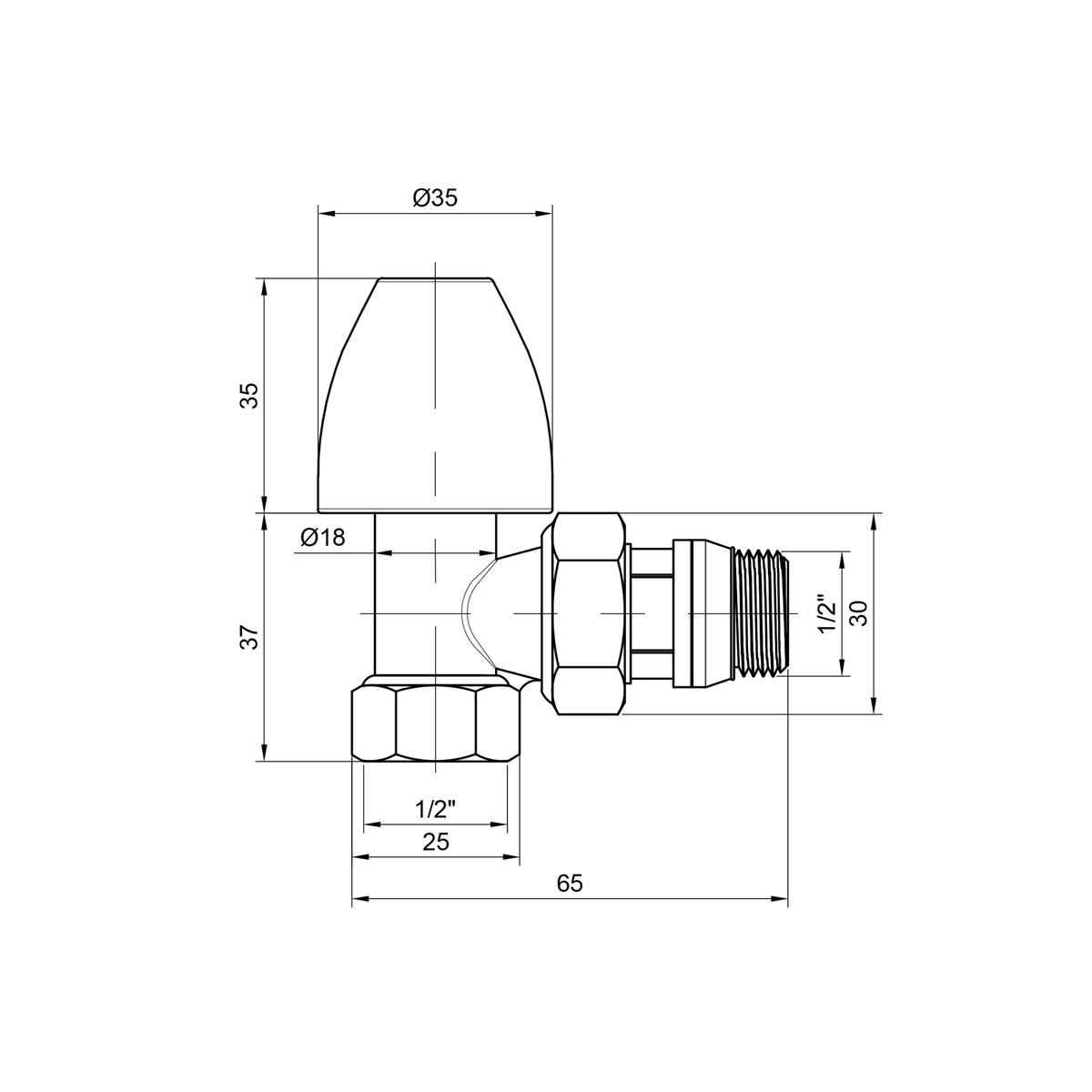 Вентиль радиаторный SANDIPLUS угловой 1/2"x1/2" с американкой SD228W15
