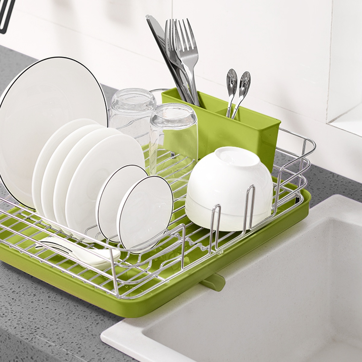 Сушилка для посуды MVM 390x300x120мм зеленая DR-02 GREEN