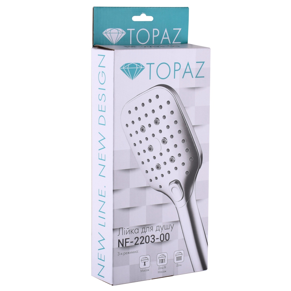 Душова лійка TOPAZ NF-2203-00 із кнопкою 260x100мм пластикова хром 000025157