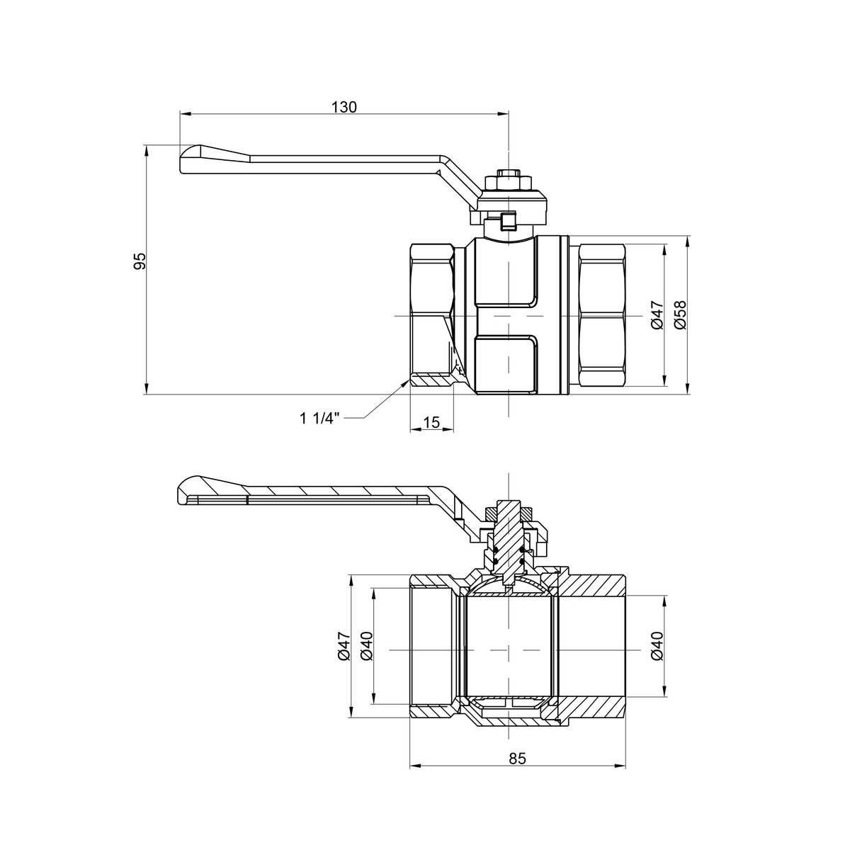 Кран кульовий ICMA №350 1 1/4" вн-вн PN30бар 87350AG11