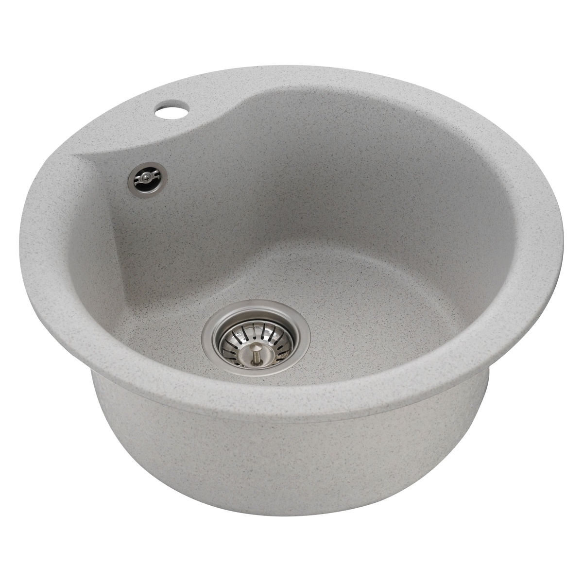 Мийка для кухні гранітна кругла PLATINUM 480 TURAS 480x480x220мм без сифону сіра PLS-A25047