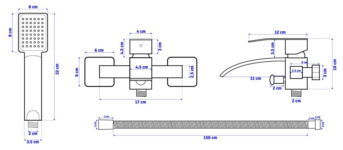 Змішувач для ванної одноважільний із коротким виливом REA ENZO хром латунь REA-B0223
