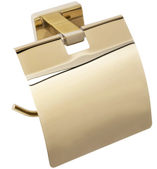 Держатель для туалетной бумаги с крышкой REA OSTE 05 GOLD прямоугольный металлический золото REA-80080
