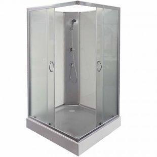 Душевой бокс GRACE c поддоном 90x90x195см матовый витраж 5 мм профиль хром SLD-2102