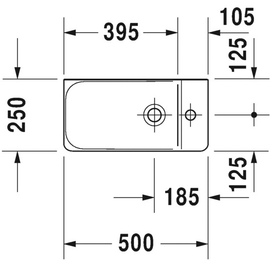 Умывальник подвесной DURAVIT P3 Comforts 500x250x105мм прямоугольный белый 0715500000