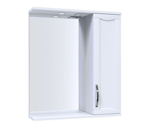 Шкафчик подвесной с зеркалом в ванную AQUARIUS LOFTY 60x70x17см c подсветкой с полочкой белый AQ-U1112474408
